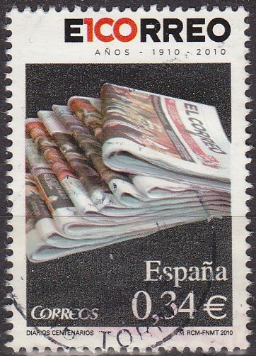 ESPAÑA 2010 4562 Sello Diarios Centenarios El Correo usado Espana Spain Espagne Spagna Spanje Spanie