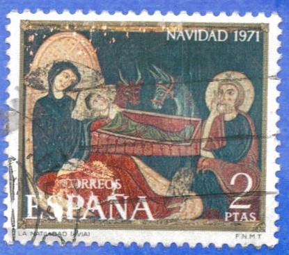 1971 ESPANA (E2061) Navidad - Fragmento del altar de Avia 2p 4 INT