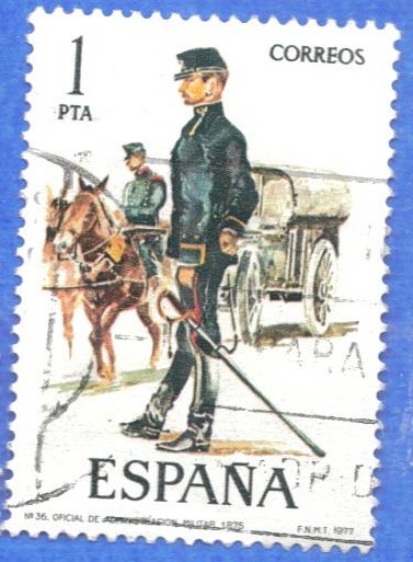 ESPANA 1977 (E2423) Uniformes militares 1p 4 INTERCAMBIO