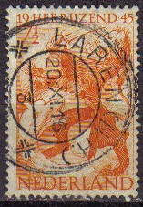 Holanda 1945 Scott 277 Sello Leon y Dragon usado Netherland