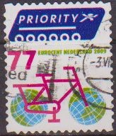 Holanda 2009 Sello Prioritario Bicicleta con ruedas del mundo usado 