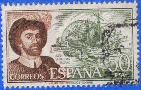 ESPAÑA 1976 (E2310) Personajes espanoles Juan Sebastian Elcano 50p 5 INTERCAMBIO