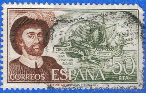 ESPAÑA 1976 (E2310) Personajes espanoles Juan Sebastian Elcano 50p 4 INTERCAMBIO