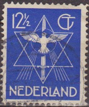 Holanda 1938 Scott 200 Sello Estrella, Paloma y Espada usado Netherland 