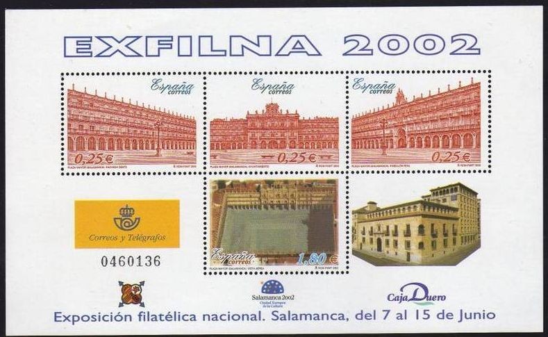 ESPAÑA 2002 3906 HB Sellos ** EXFILNA Salamanca Plaza Mayor