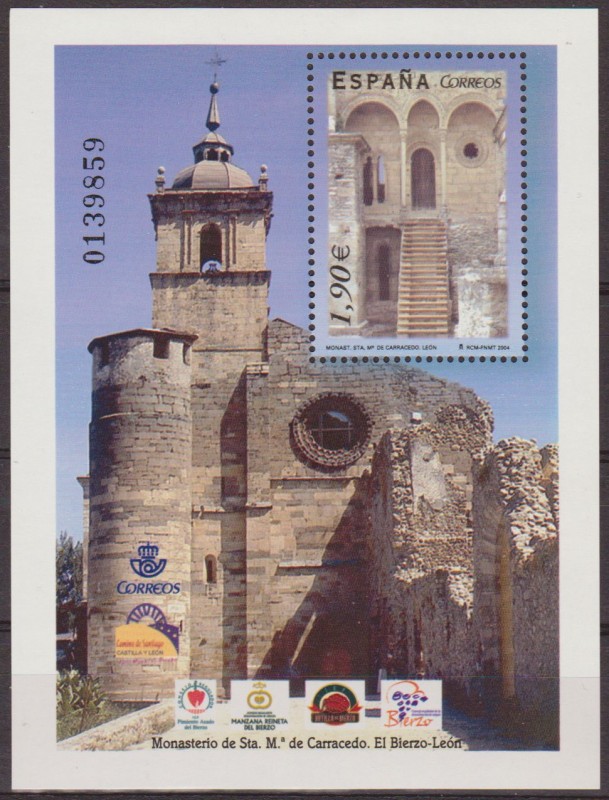 ESPAÑA 2004 4069 HB Sello Nuevo Monasterio de Sta. Maria de Carracedo El Bierzo Leon MNH 