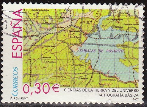 ESPAÑA 2007 4314 Sello Cartografia Basica de la Tierra usado Espana Spain Espagne Spagna Spanje