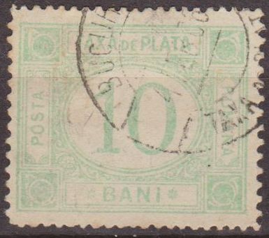 RUMANIA 1888 Scott J16 Sello Portes Debidos Taxa de Plata Numeros 10 Bani usado 