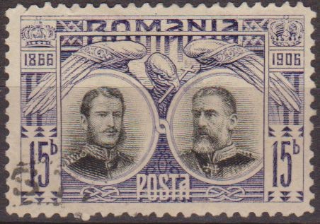 RUMANIA 1906 Scott 180 Sello º Principe Carol en 1866 y Rey en 1906