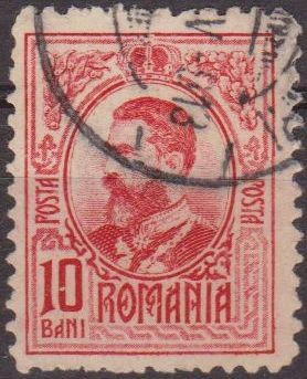 RUMANIA 1909 Scott 220 Sello Retrato Rey Carol I usado 