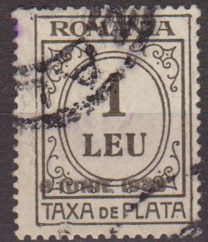 RUMANIA 1920 Scott J67 Sello Portes Debidos Taxa de Plata Numeros 1 Leu usado 