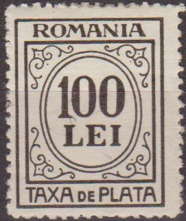 RUMANIA 1942 Scott J88 Sello Nuevo Portes Debidos Taxa de Plata Numeros 100 Lei c/charnela 