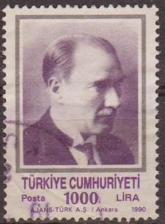 TURQUIA 1990 Scott 2486 Sello Fundador y 1º Presidente Mustafa Kernal Ataturk Usado Turkia 