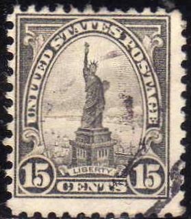 USA 1922-5 Scott 566 Sello Estatua de la Libertad usado Estados Unidos Etats Unis Dent. 11x10.5 