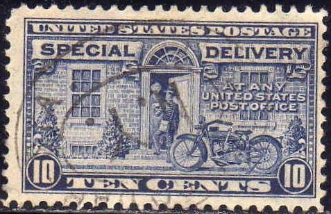 USA 1922-5 Scott E12 Sello Cartero y Motocicleta Postman & Motorcycle Special Delivery Usado Dent. 1