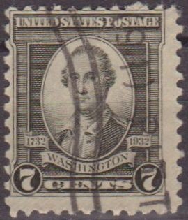 USA 1932 Scott 712 Sello Presidente George Washington (22/1/1732-14/12/1799) usado Estados Unidos Et