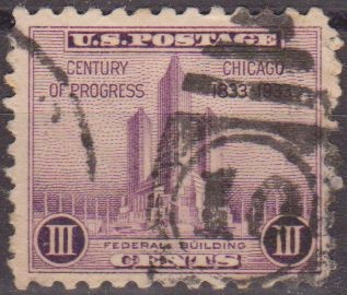 USA 1933 Scott 729 Sello Chicago Century Of Progress Federal Building  usado Estados Unidos