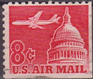 USA 1962 Scott C64 Sello Air Mail Avion sobrevolando Capitolio usado Estados Unidos Etats Unis 