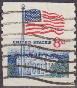 USA 1968 Scott 1338 Sello Bandera Casa Blanca Flag White House usado Estados Unidos Etats Unis