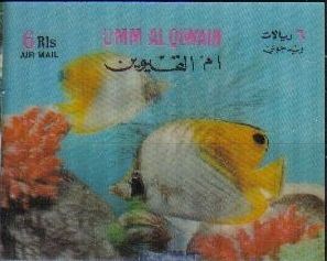 Umm Al Qiwain 1971 Sello Nuevo 3D Lenticular Peces Tropicales Air Mail Stamps 6Rls 