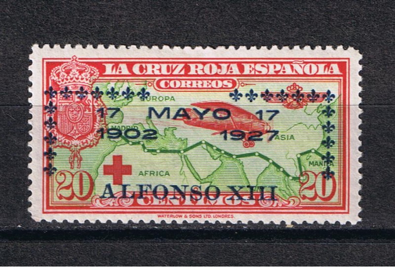 Edifil  366  Aniversario de la Jura de la constitución por Alfonso XIII  Sellos de 1926 sobrecargado