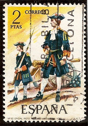 Uniformes militares - Oficial de Artillería. 1710