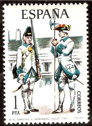 Uniformes militares - Sargento y granadero de Toledo, 1750