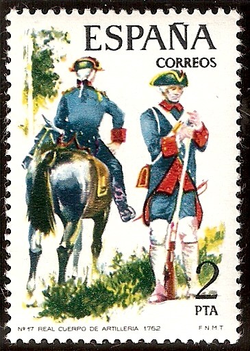 Uniformes militares - Real Cuerpo de Artillería , 1762