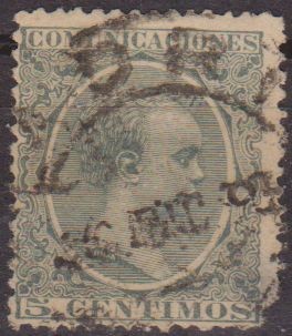 ESPAÑA 1889-99 216 Sello Alfonso XIII Tipo Pelón 5c Usado Espana Spain Espagne Spagna 