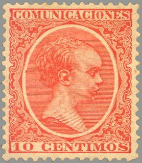 ESPAÑA 1889-99 218 Sello Nuevo Alfonso XIII Tipo Pelón 10c Bermellon 