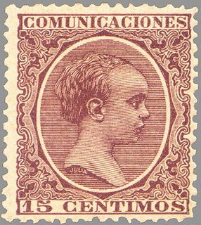 ESPAÑA 1889-99 219 Sello Nuevo Alfonso XIII Tipo Pelón 15c Castaño Violeta 