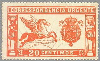 ESPAÑA 1905 256 Sello Nuevo Pegaso 20c Rojo Numero de Control al dorso 