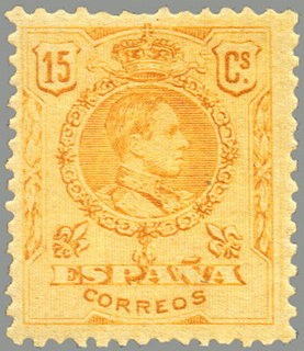 ESPAÑA 1909 271 Sello Nuevo Alfonso XIII Tipo Medallón 15c Amarillo numero de control al dorso 