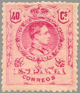 ESPAÑA 1909 276 Sello Nuevo Alfonso XIII Tipo Medallón 40c Rosa numero de control al dorso 