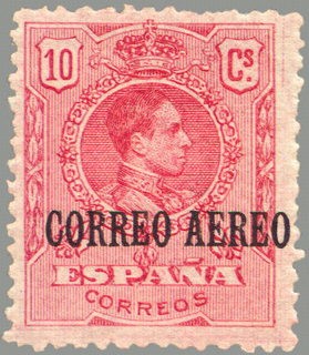 ESPAÑA 1909 293 Sello Nuevo Alfonso XIII Tipo Medallón 10c Rosa Habilitados Correo Aereo 