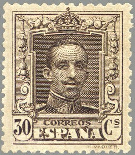 ESPAÑA 1922 318 Sello Nuevo Alfonso XIII Tipo Vaquer 30c Castaño nº control al dorso 