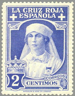 ESPAÑA 1926 326 Sello Nuevo Pro Cruz Roja Española 2c Azul Celeste Reina Victoria Eugenia con unifor