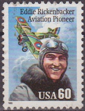 USA 1995 Scott 2998 Sello Aviador Eddie Rickenbacker (1890-1973) Avion usado Estados Unidos Etats Un