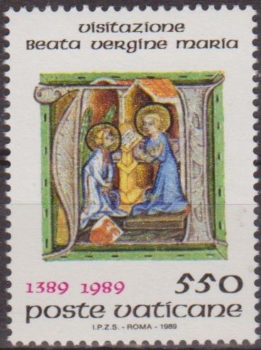 VATICANO 1989 826 Sello Nuevo Fiesta de la Visitacion MNH La Anunciacion y Maria Elizabeth y los niñ