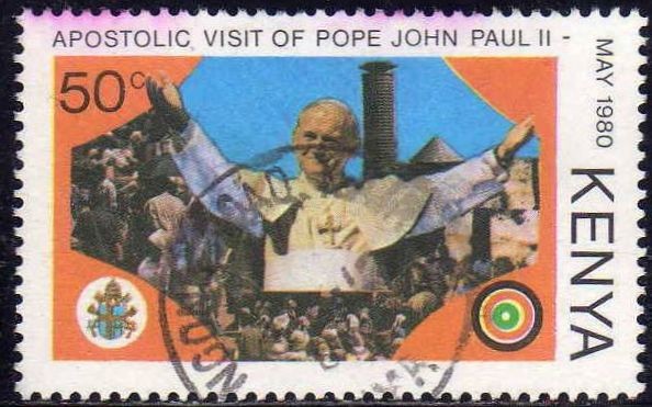 KENIA 1980 Sello Visita Apostolica del Papa Juan Pablo II Usado Kenya 