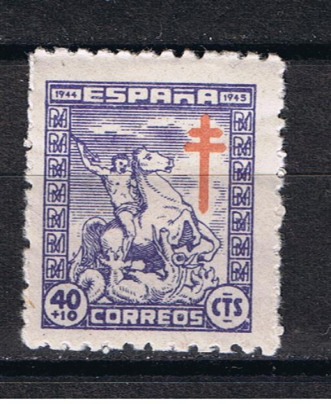 Edifil  986  Pro Tuberculosos. Cruz de Lorena en rojo  