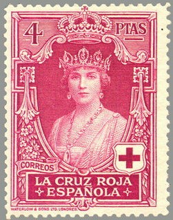 ESPAÑA 1926 336 Sello Nuevo Pro Cruz Roja Española 4p Carmin Rosaceo Reina Victoria Eugenia 