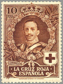 ESPAÑA 1926 337 Sello Nuevo Pro Cruz Roja Española 10p Castaño Alfonso XIII 