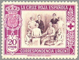 ESPAÑA 1926 338 Sello Nuevo Pro Cruz Roja Española 20c Lila y Castaño Urgente Familia Real 