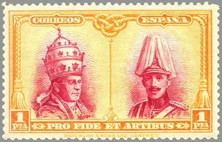 ESPAÑA 1928 413 Sello Nuevo Pro Catacumbas de San Dámaso en Roma Serie Toledo Pio XI y Alfonso XIII