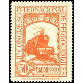 ESPAÑA 1929 478 Sello Nuevo XI Congreso Internacional de Ferrocarriles Locomotora Serie 241