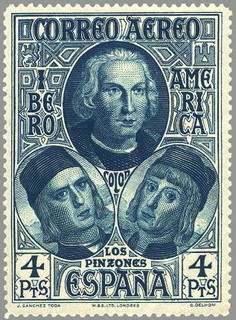 ESPAÑA 1930 564 Sello Nuevo Descubrimiento de América Cristobal Colon y los Hermanos Pinzón Correo A