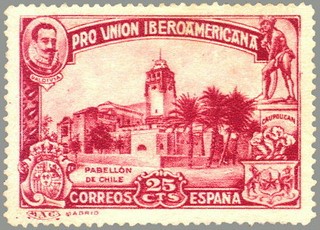 ESPAÑA 1930 573 Sello Nuevo Pro Union Iberoamericana Sevilla Pabellon de Chile