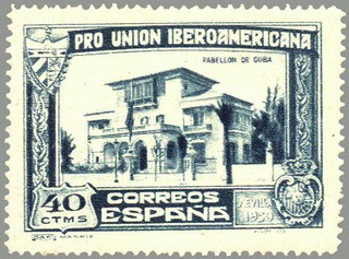 ESPAÑA 1930 575 Sello Nuevo Pro Union Iberoamericana Sevilla Pabellon de Cuba