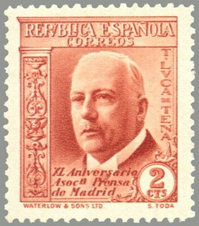 ESPAÑA 1935 696 Sello Nuevo XL Aniversario Asociación de la Prensa Torcuato Luca de Tena